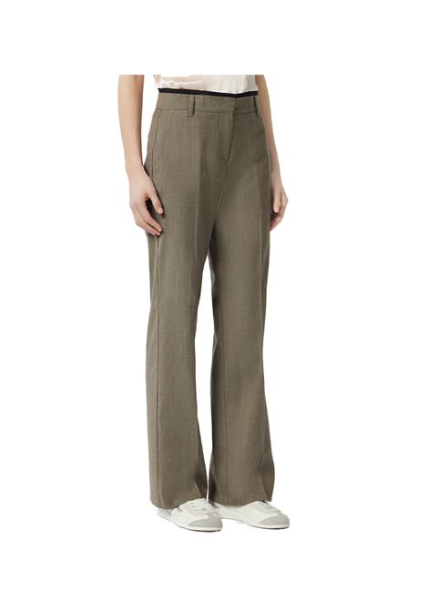 Pantalone Pinko donna Politik 104881 A2BQ Marrone cotone vita alta eleganti svasata tasche passanti PINKO | Pantaloni | 104881 A2BQL67